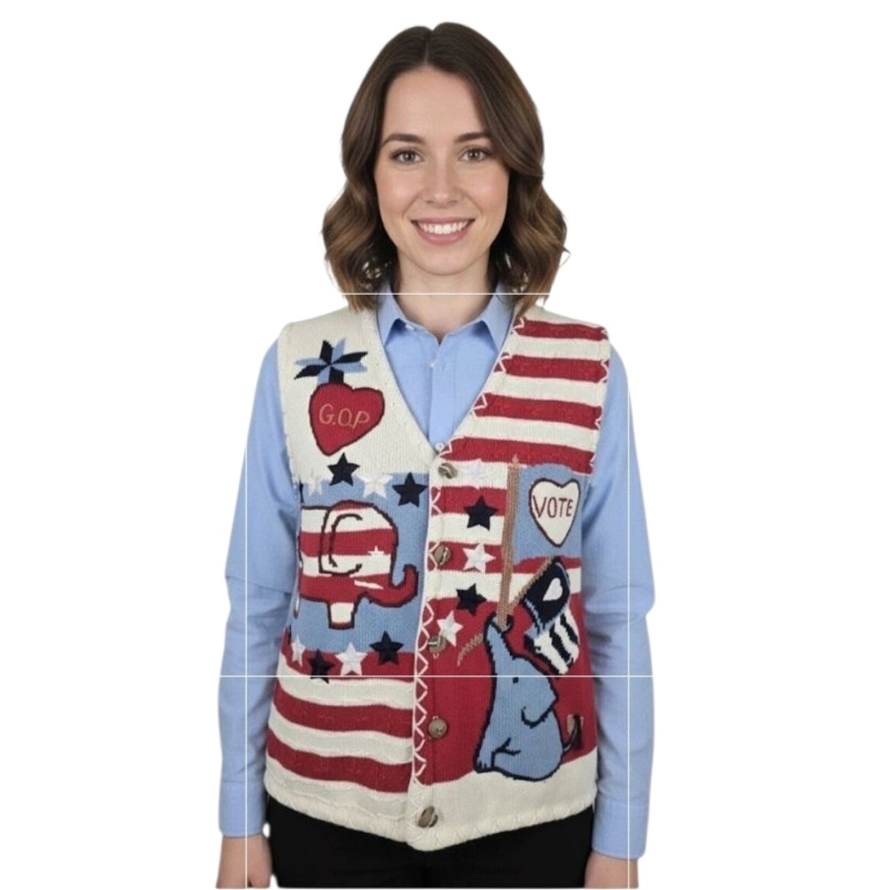 Eagles Eye Collectibles Patriotic Knit Vest with Elephant Design